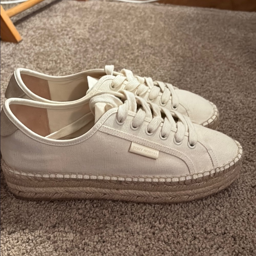 Brand New Tory Burch Off-White Lace-Up Espadrilles - Picture 2 of 6
